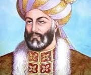 Historical profile miniature of Ahmad Shah Durrani wearing a jeweled turban