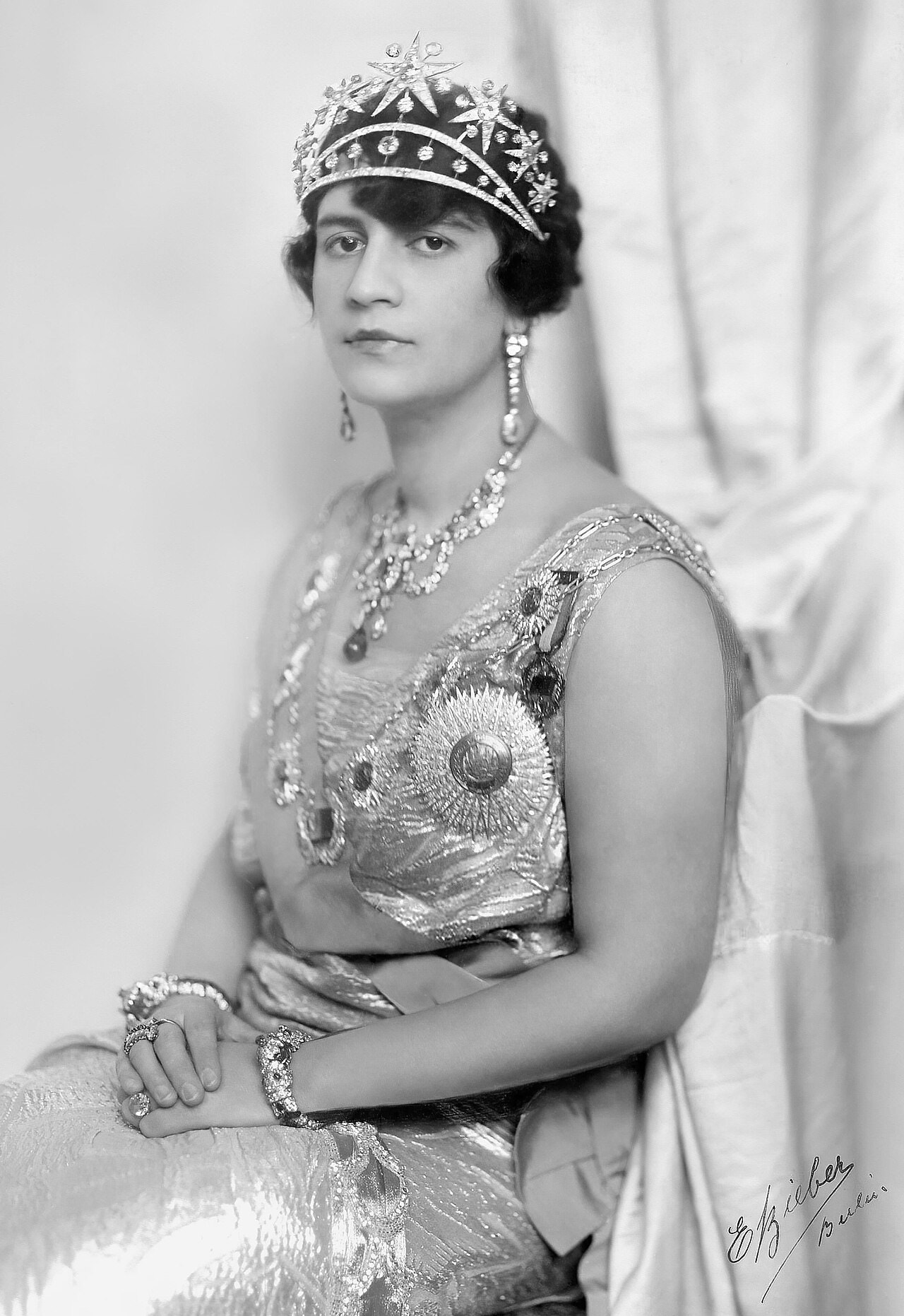 A formal portrait photograph of Queen Soraya of Afghanistan.