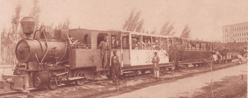 A train crowded with passengers on the short railway between Kabul and Darul Aman.