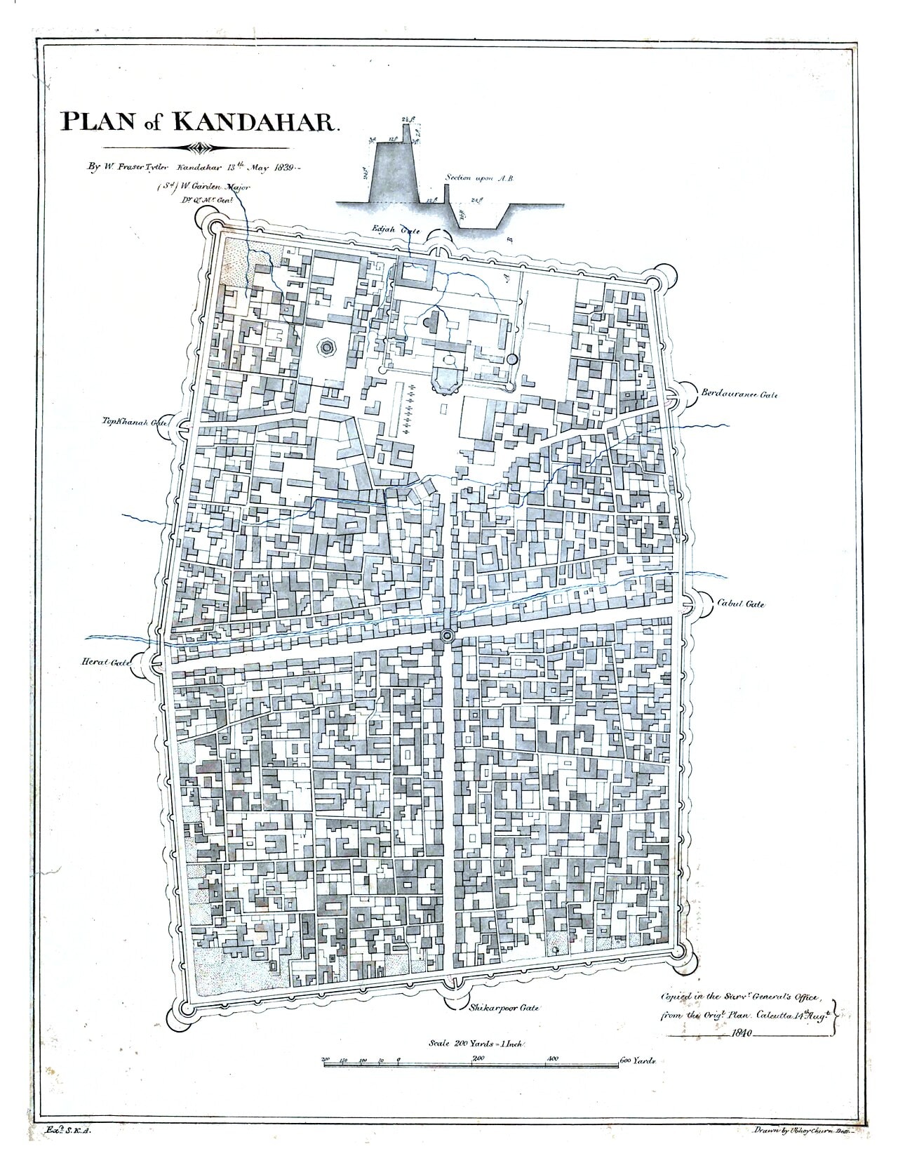 A survey plan of the walled city of Kandahar.
