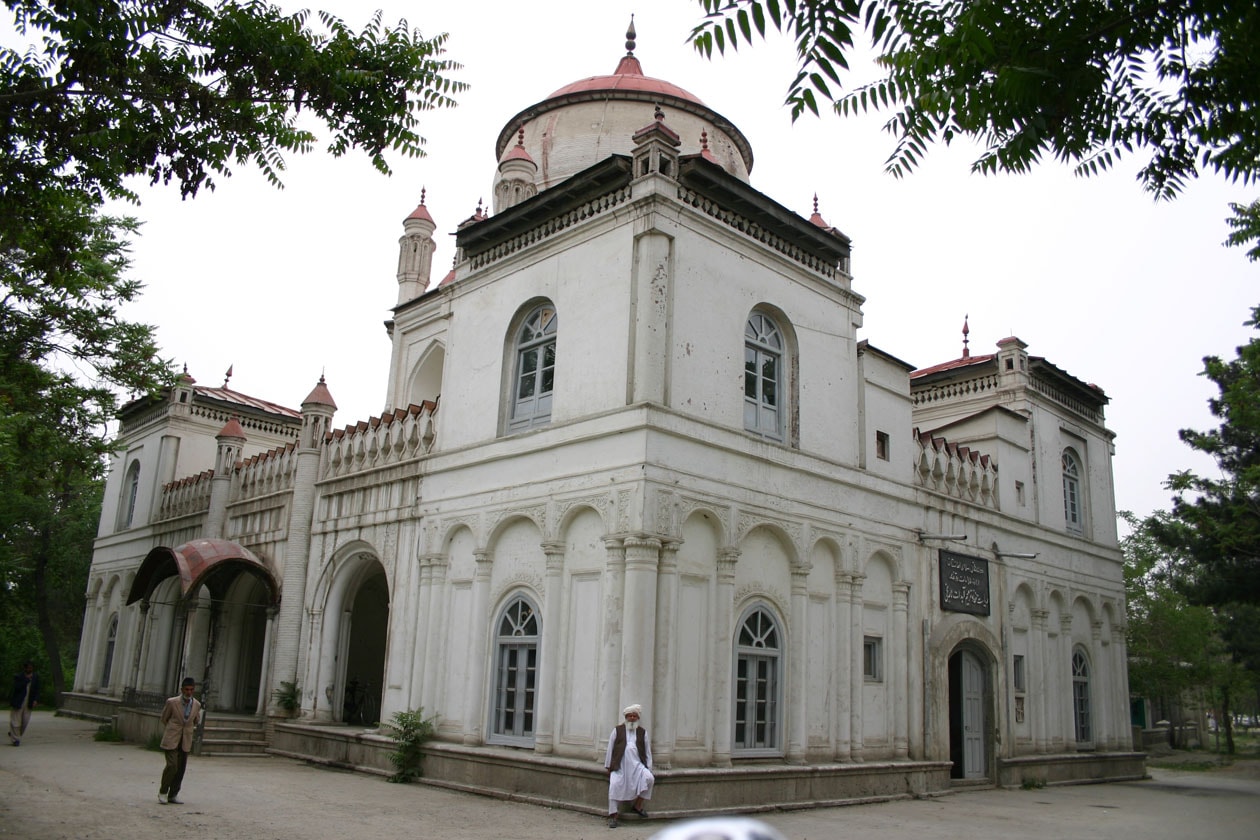The mausoleum of Abdur Rahman Khan on the forested hill of Bagh-e Bala in Kabul.