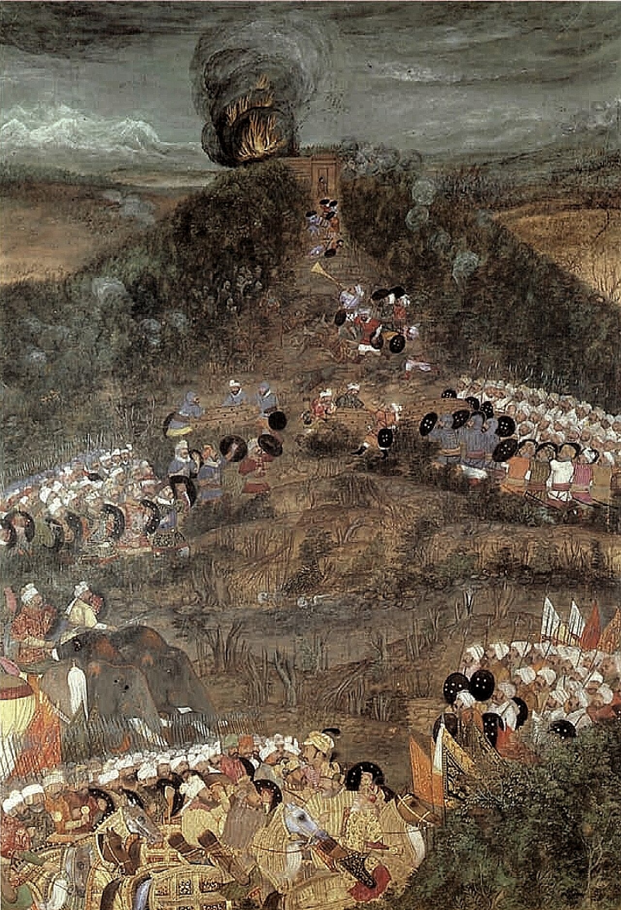 A Mughal painting of armies around the fortified city of Kandahar.