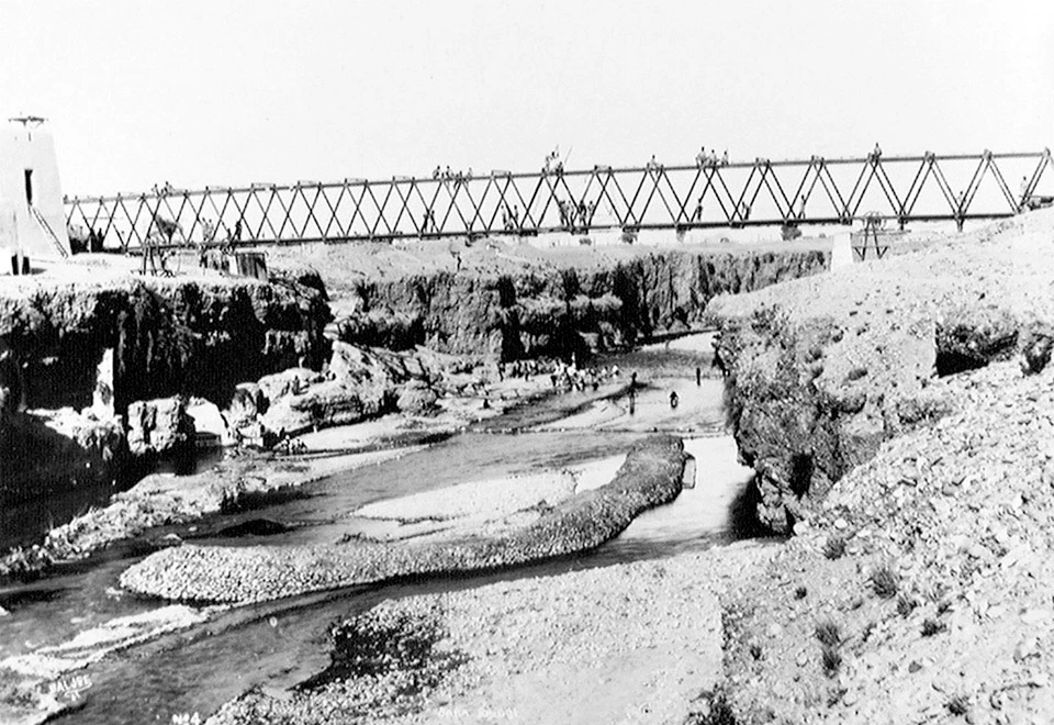 A bridge over the Bara river in the Peshawar district, 1930