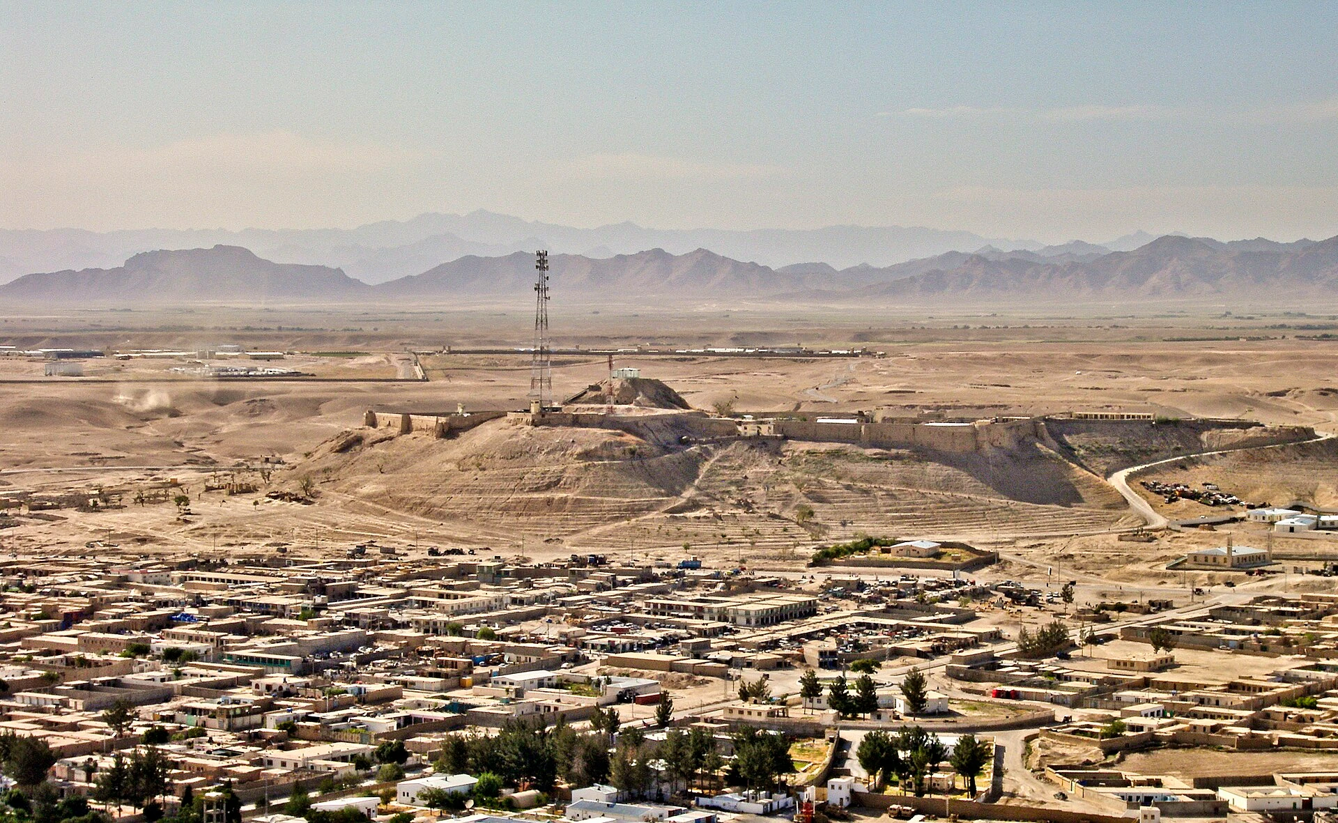 The walls of the old fort on its hill above Qalat town