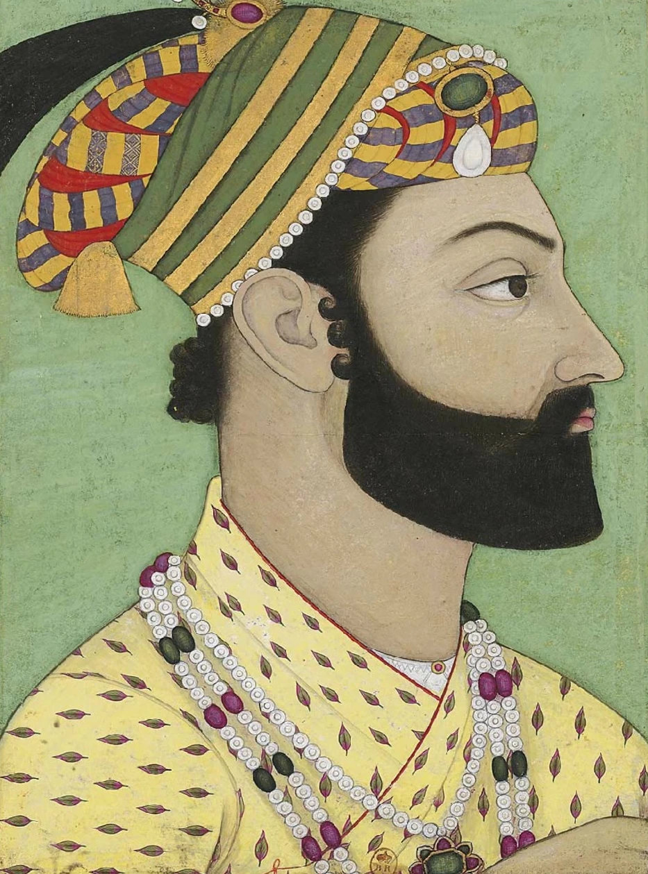 Mughal miniature portrait of Ahmad Shah Durrani, shown in profile in a turban.